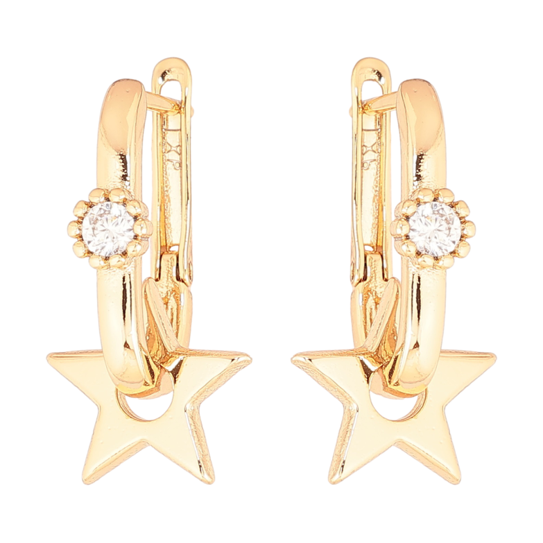 Серьги Xuping Позолота 18K английский замок Звезды 2 в 1 фото №1