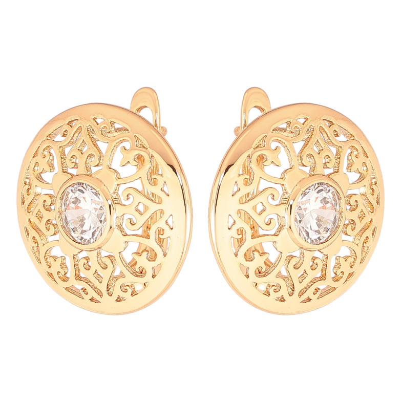Серьги Xuping Позолота 18K английский замок Ажурные круги с кристаллами фото №1