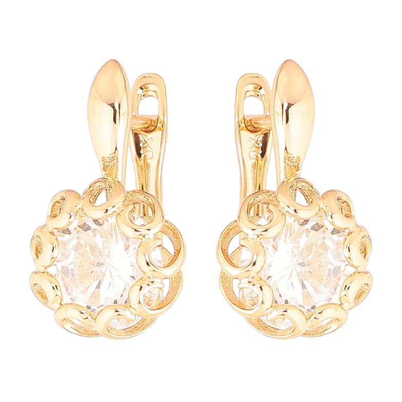 Сережки Xuping Позолота 18K англійський замок «Кристали в декоративній оправі» фото №1 Сережки Xuping Позолота 18K англійський замок «Кристали в декоративній оправі» фото №1