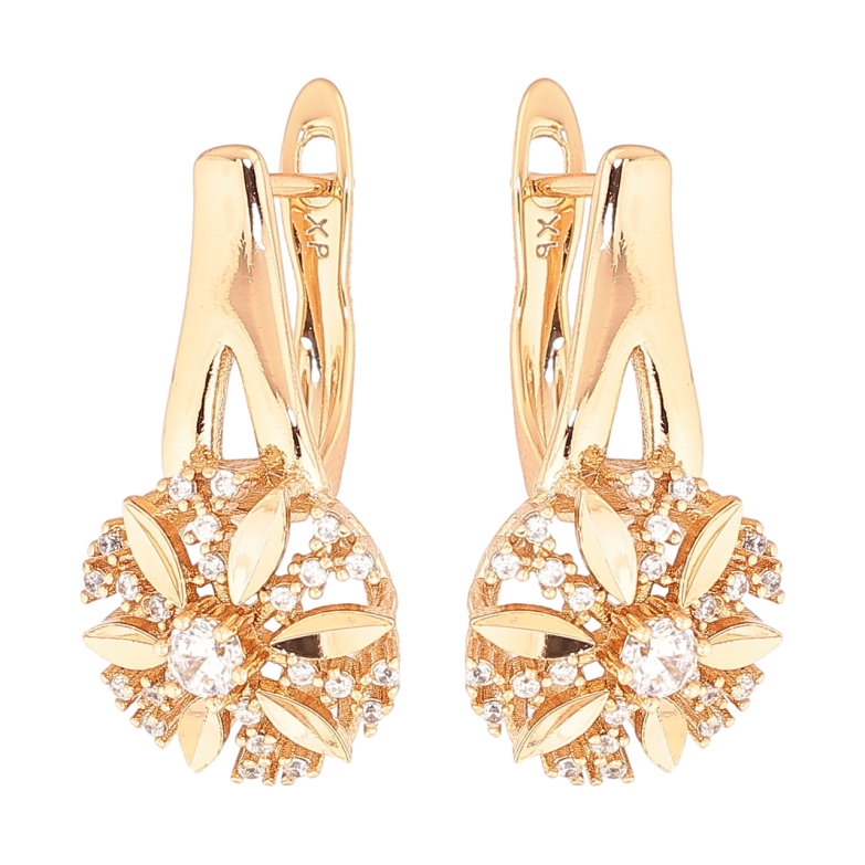 Сережки Xuping Позолота 18K англійський замок «Квіточки з кристалами» фото №1 Сережки Xuping Позолота 18K англійський замок «Квіточки з кристалами» фото №1