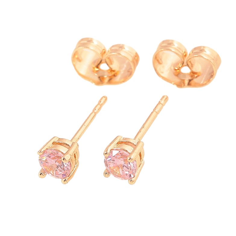 Серьги Xuping M&L Цвет 18K пусеты Розовые кристаллы в 4-х крапановой оправе ø 4мм фото №1