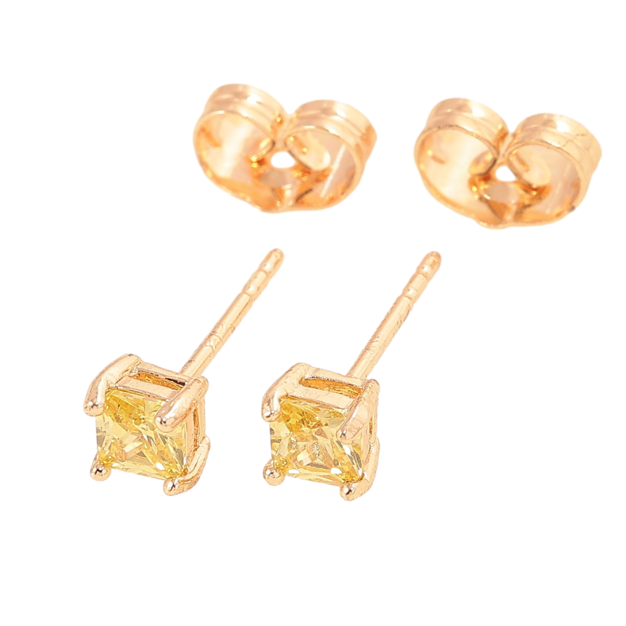 Сережки Xuping M&L Колір 18K пусети «Жовті кристали в 4-х крапановій оправі» 4х4мм фото №1