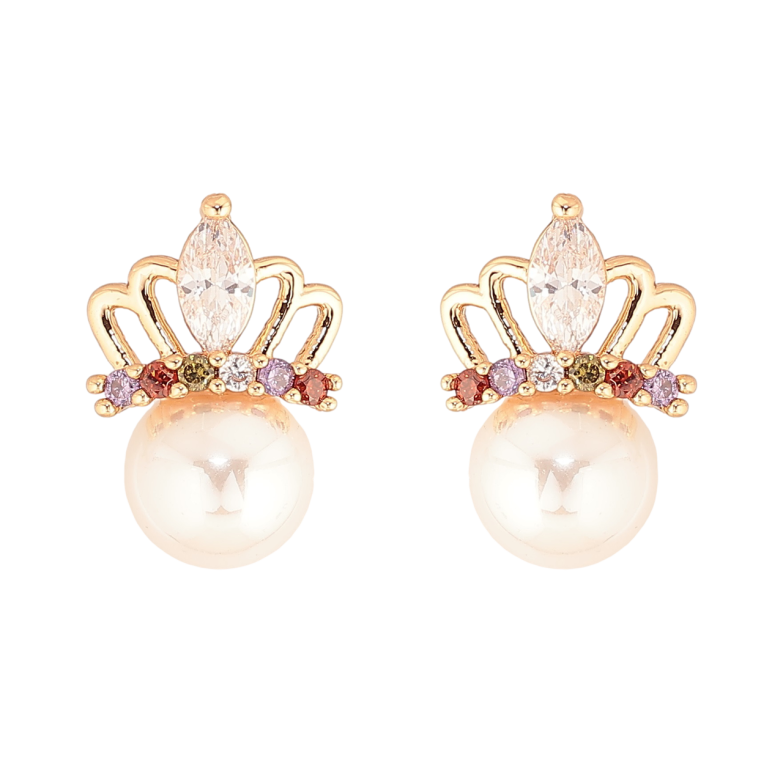 Серьги Xuping M&L Цвет 18K пусеты Корона с жемчужиной фото №1