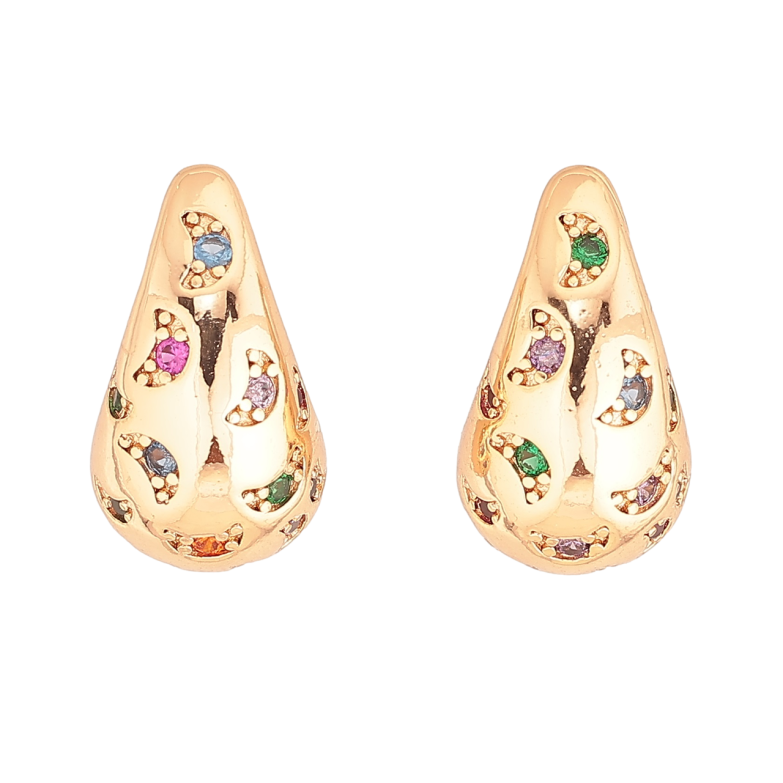 Сережки Xuping M&L Колір 18K пусети «Крапельки з різнокольоровими кристалами» фото №1