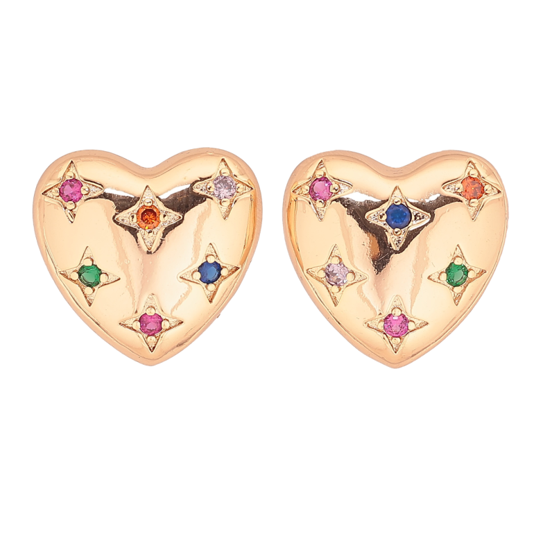 Сережки Xuping M&L Колір 18K пусети «Сердечка з різнокольоровими кристалами» фото №1