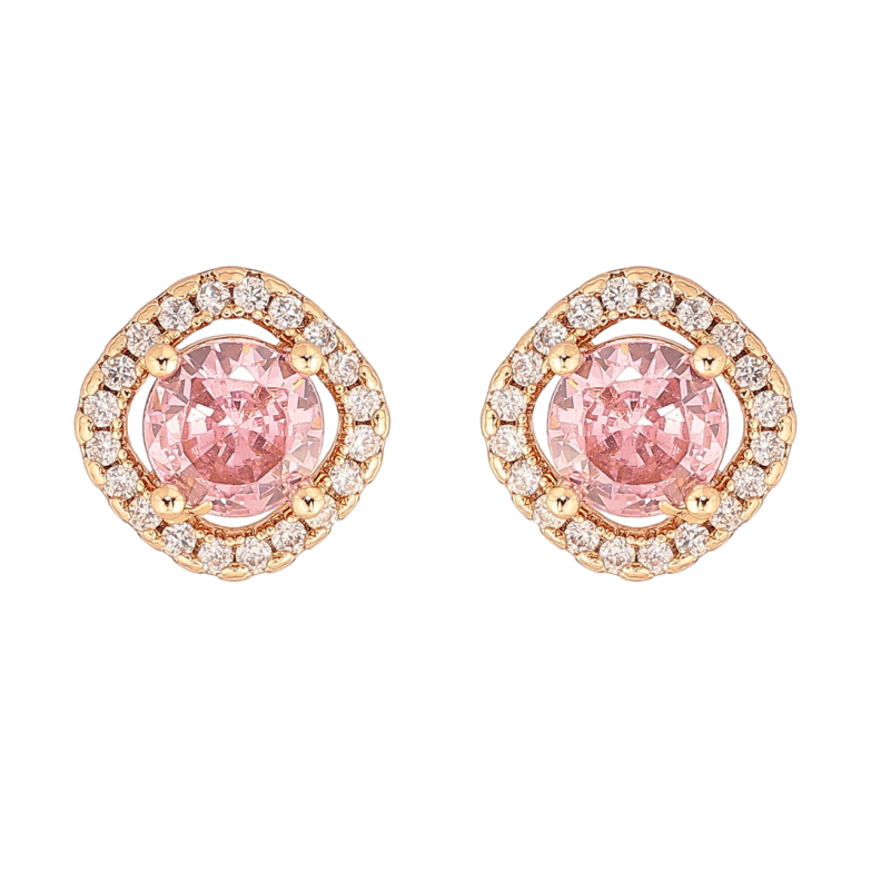 Сережки Xuping M&L Колір 18K пусети «Рожеві кристаллы в обрамлении» фото №1 Сережки Xuping M&L Колір 18K пусети «Рожеві кристаллы в обрамлении» фото №1