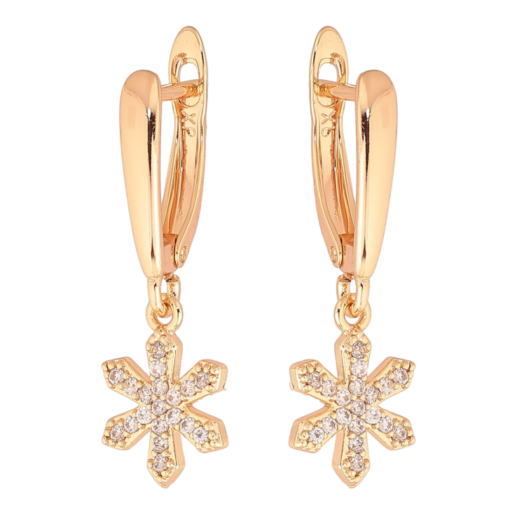 Серьги Xuping M&L Цвет 18K английский замок Снежинки с кристаллами фото №10 Серьги Xuping M&L Цвет 18K английский замок Снежинки с кристаллами фото №10