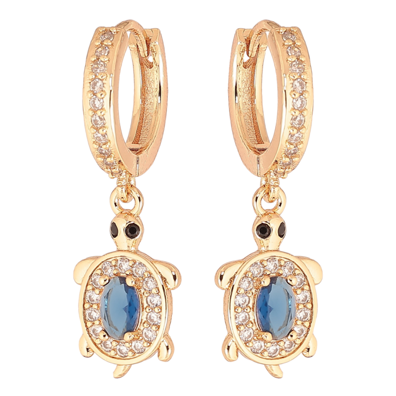 Сережки Xuping M&L Колір 18K підвіски на колечках «Черепашки з синіми кристалами» фото №1