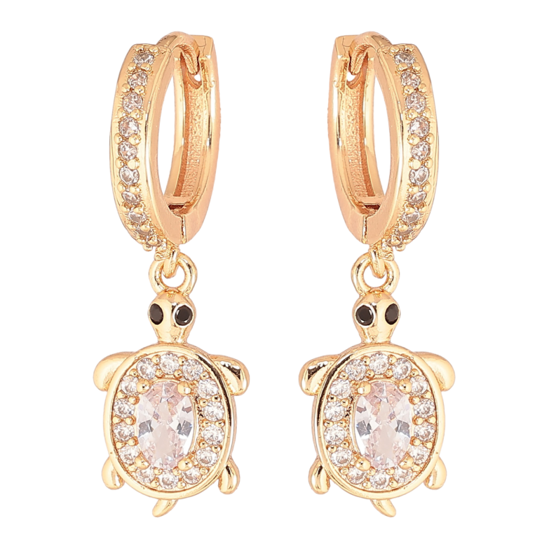 Серьги Xuping M&L Цвет 18K подвески на колечках Черепашки с кристаллами фото №1 Серьги Xuping M&L Цвет 18K подвески на колечках Черепашки с кристаллами фото №1