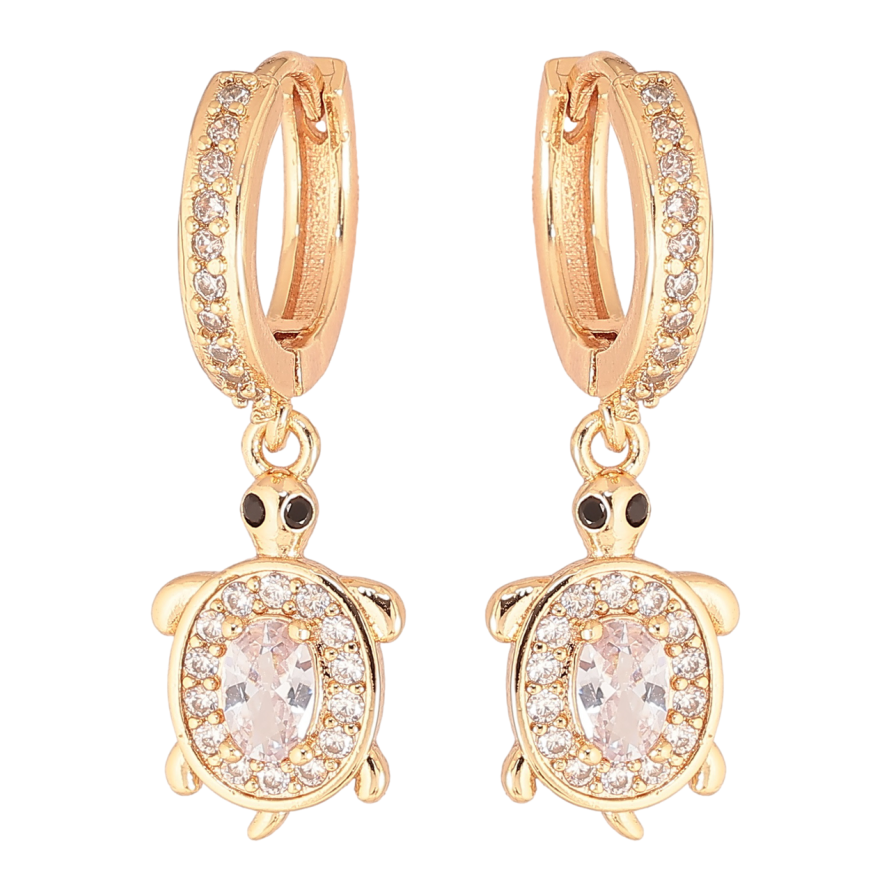 Серьги Xuping M&L Цвет 18K подвески на колечках Черепашки с кристаллами фото №1 Серьги Xuping M&L Цвет 18K подвески на колечках Черепашки с кристаллами фото №1