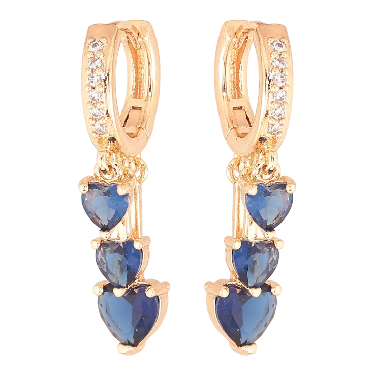 Серьги Xuping M&L Цвет 18K подвески на колечках Синие кристальные сердечки фото №17