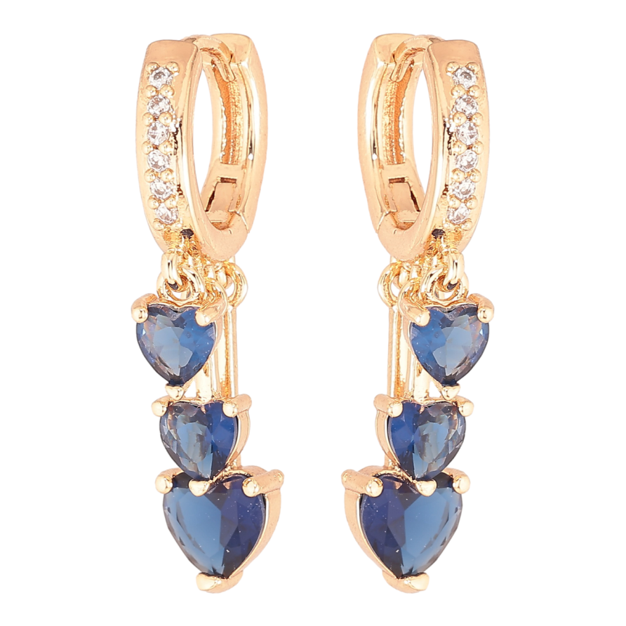 Серьги Xuping M&L Цвет 18K подвески на колечках Синие кристальные сердечки фото №1 Серьги Xuping M&L Цвет 18K подвески на колечках Синие кристальные сердечки фото №1