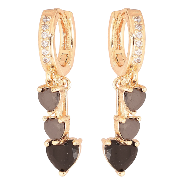 Сережки Xuping M&L Колір 18K підвіски на колечках «Чорні кришталеві сердечка» фото №1