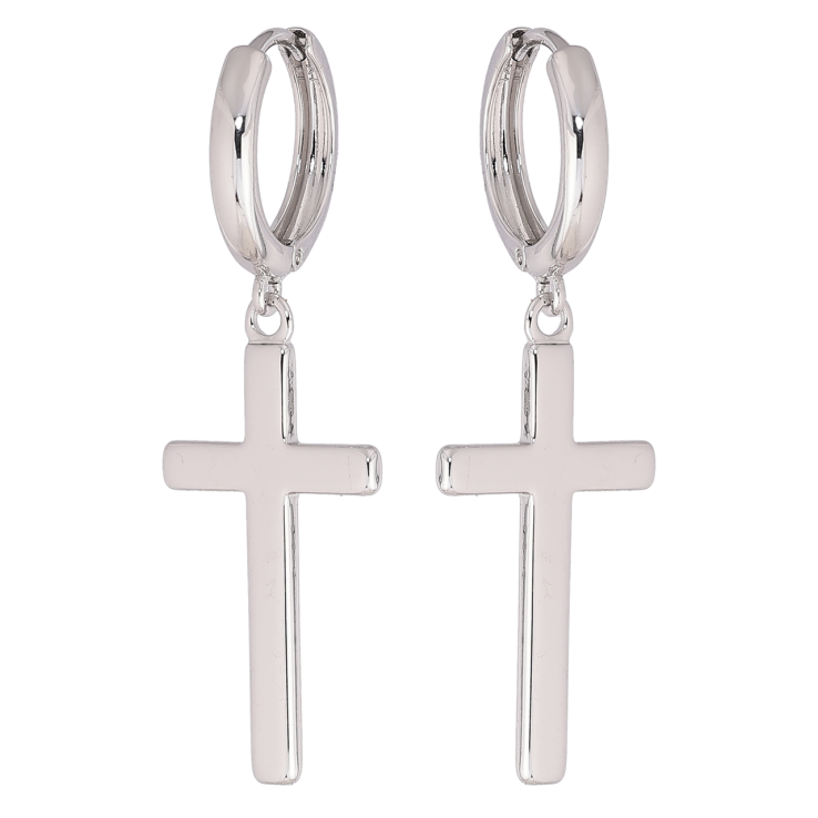 Серьги Xuping M&L Цвет Родий подвески на колечках Крестики фото №10