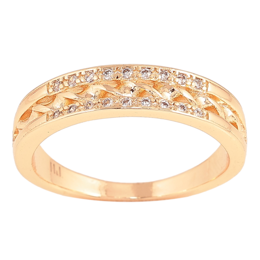 Каблучка Xuping M&L Колір 18К «Візерунок із доріжками кристалів» фото №1 Каблучка Xuping M&L Колір 18К «Візерунок із доріжками кристалів» фото №1