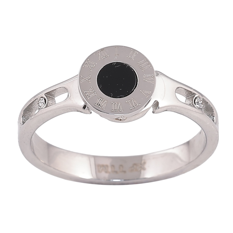 Кольцо Xuping TTM Stainless Steel Цвет Родий Циферблат с черной вставкой фото №1 Кольцо Xuping TTM Stainless Steel Цвет Родий Циферблат с черной вставкой фото №1