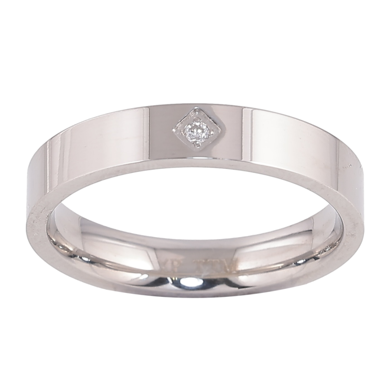 Каблучка Xuping TTM Stainless Steel Колір Родій Кристал, шир. 4мм фото №1 Каблучка Xuping TTM Stainless Steel Колір Родій Кристал, шир. 4мм фото №1