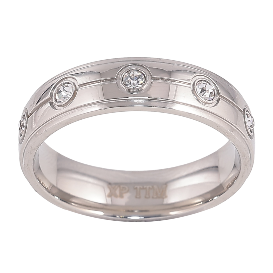 Кольцо Xuping TTM Stainless Steel Цвет Родий Вставки кристаллов, шир. 5.5мм фото №1 Кольцо Xuping TTM Stainless Steel Цвет Родий Вставки кристаллов, шир. 5.5мм фото №1