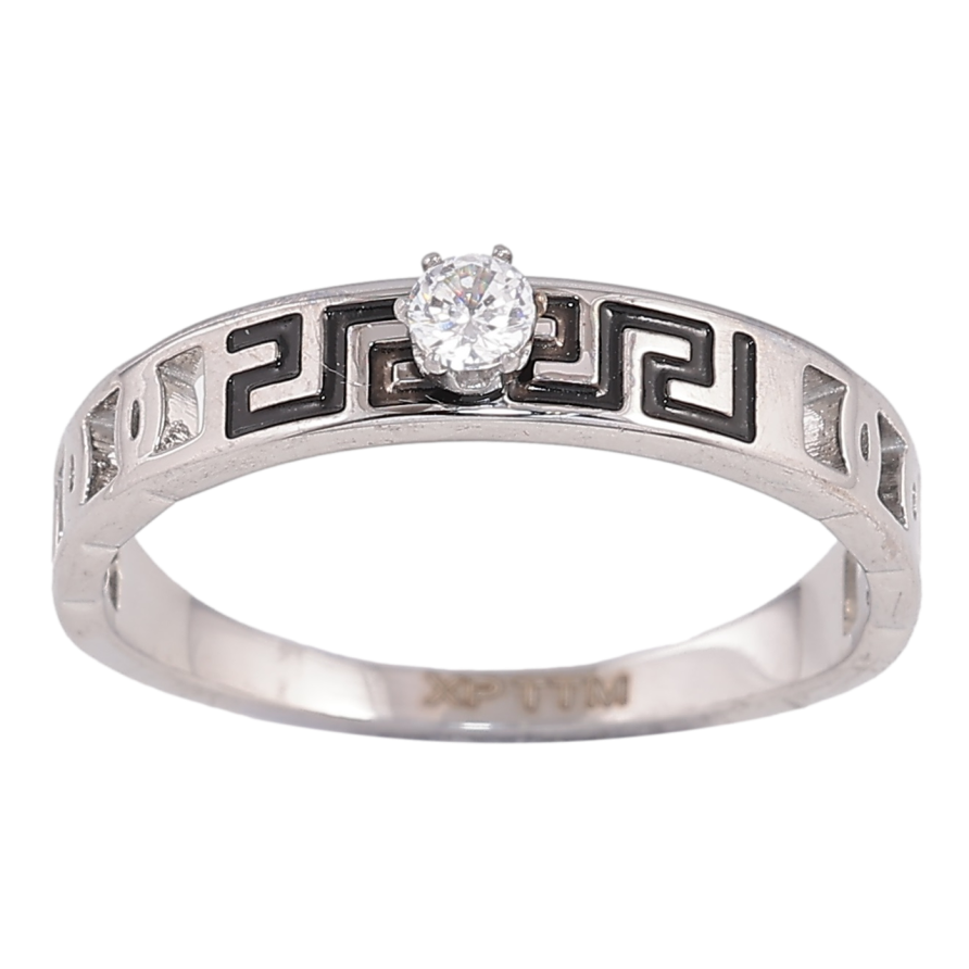 Кольцо Xuping TTM Stainless Steel Цвет Родий Греческий узор с кристаллом фото №1 Кольцо Xuping TTM Stainless Steel Цвет Родий Греческий узор с кристаллом фото №1