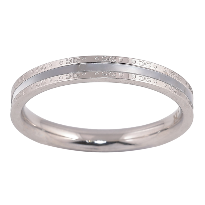 Кольцо Xuping TTM Stainless Steel Цвет Родий Перламутровая вставка, шир. 3мм фото №1