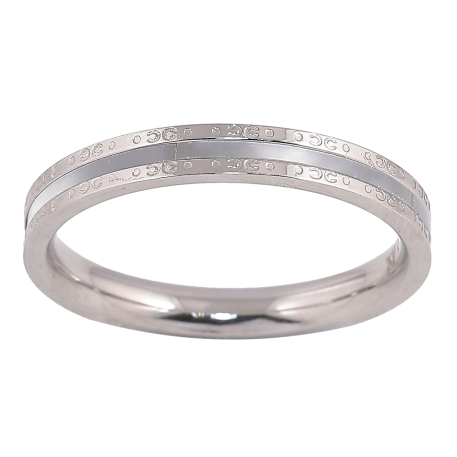 Кольцо Xuping TTM Stainless Steel Цвет Родий Перламутровая вставка, шир. 3мм фото №1