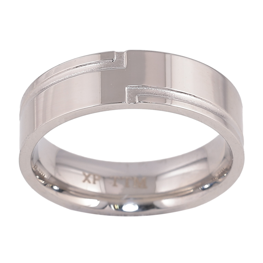 Каблучка Xuping TTM Stainless Steel Колір Родій Декоративний візерунок, шир. 6мм фото №1