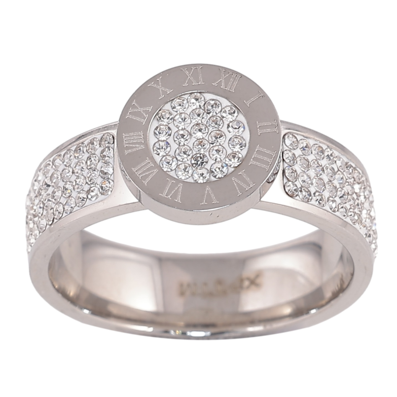 Каблучка Xuping TTM Stainless Steel Колір Родій «Циферблат з інкрустацією кристалами» фото №1