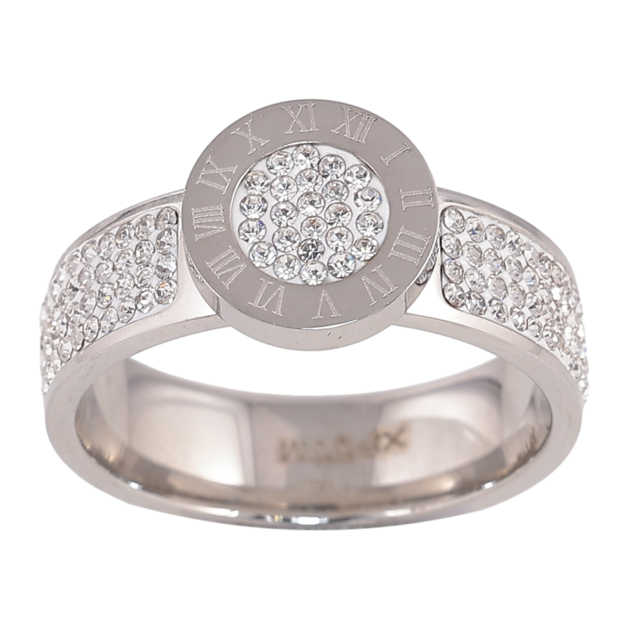 Каблучка Xuping TTM Stainless Steel Колір Родій «Циферблат з інкрустацією кристалами» фото №1