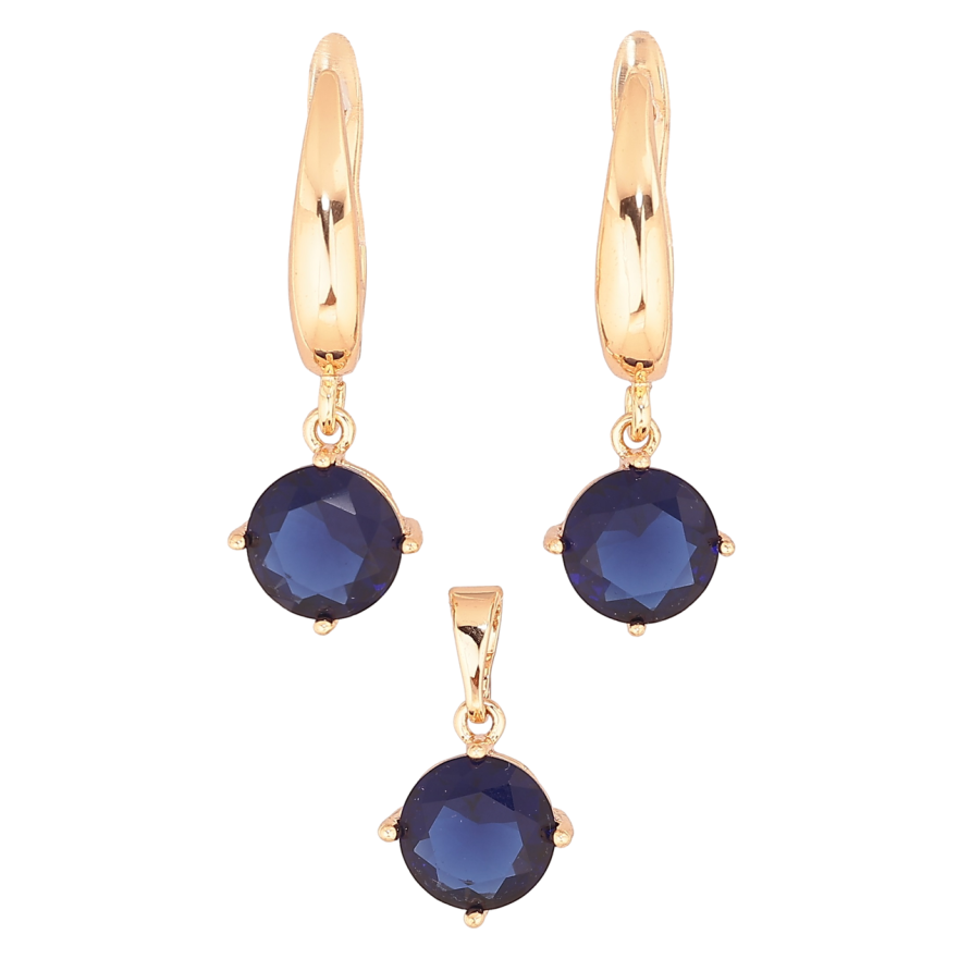 Набір Xuping M&L Колір 18K Сережки Кулон «Сині кристали» ø 13мм фото №1