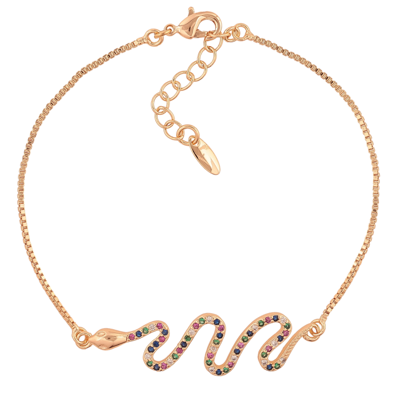 Браслет Xuping M&L Цвет 18K Змейка с разноцветными кристаллами» длинна с доп.цепочкой 18-21см х 1мм фото №1