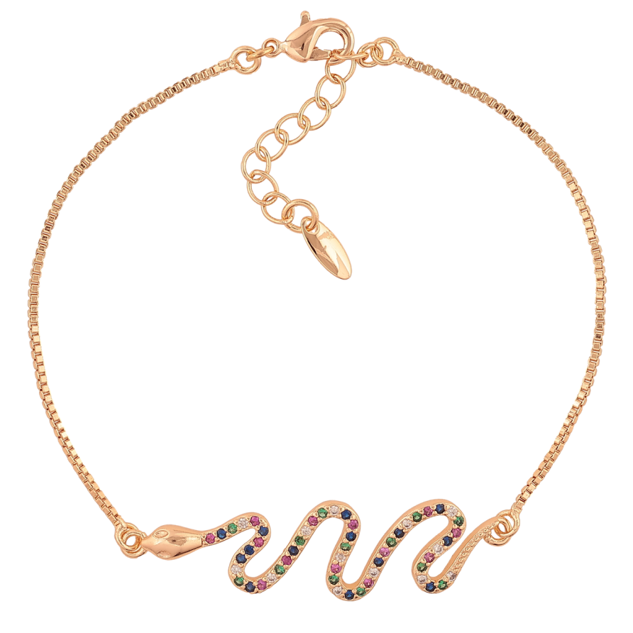 Браслет Xuping M&L Цвет 18K Змейка с разноцветными кристаллами» длинна с доп.цепочкой 18-21см х 1мм фото №1