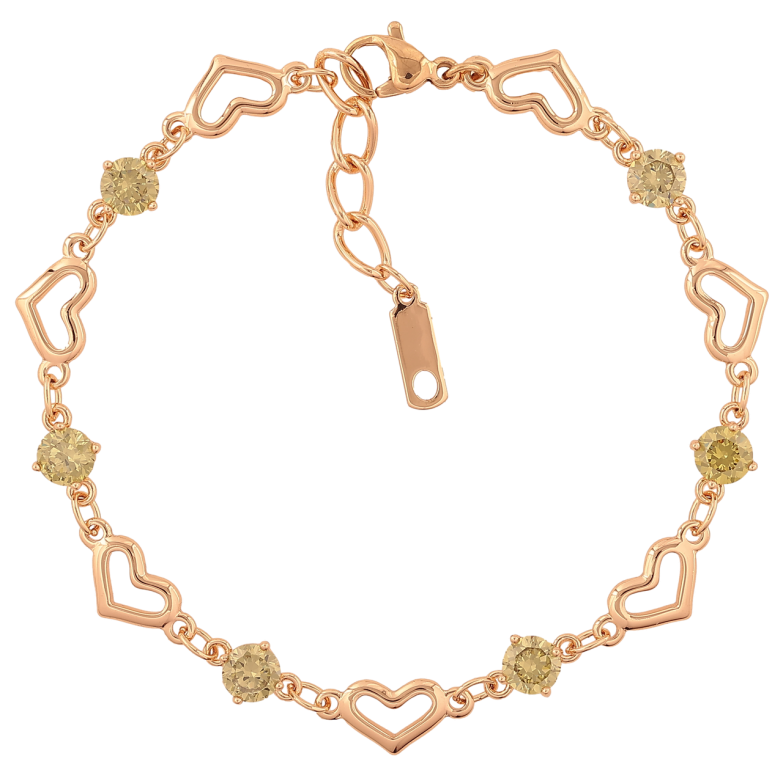 Браслет Xuping M&L Цвет 18K Сердечки с салатовыми кристаллами» длинна с доп.цепочкой 18-20см х 5-7мм фото №1 Браслет Xuping M&L Цвет 18K Сердечки с салатовыми кристаллами» длинна с доп.цепочкой 18-20см х 5-7мм фото №1