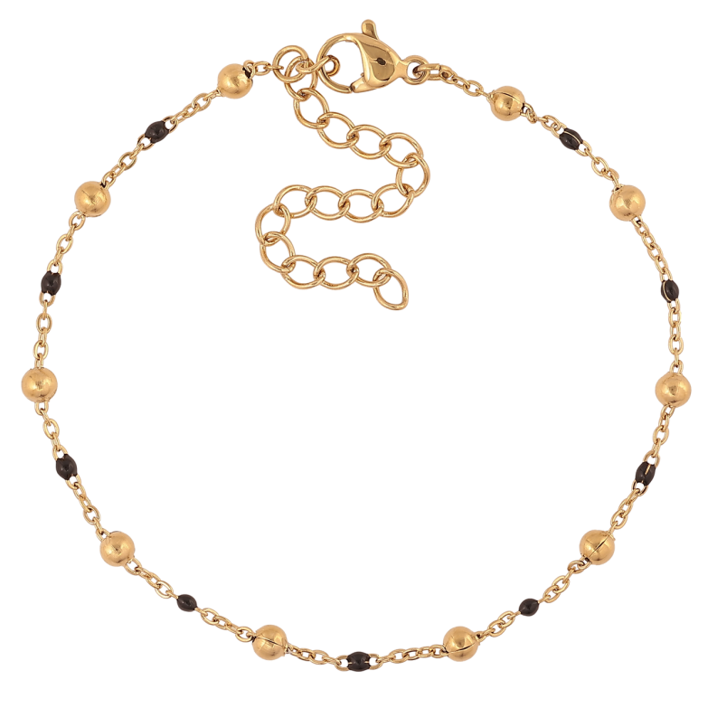 Браслет Xuping ТТМ Stainless Steel цвет 14К Цепочка с бусинами с доп.цеп 18-23см х 1-3мм фото №1