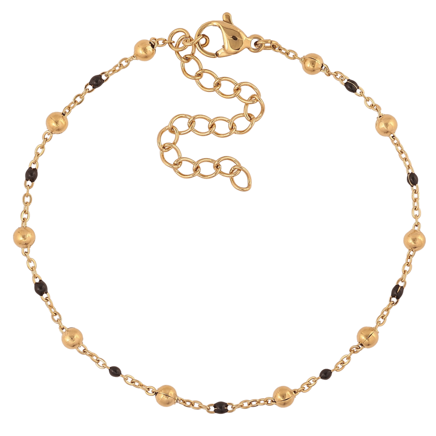 Браслет Xuping ТТМ Stainless Steel колір 14К «Ланцюжок з намистинами» з доп.ланцюгом 18-23см х 1-3мм фото №1