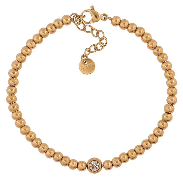 Браслет Xuping ТТМ Stainless Steel цвет 14К Золотистые бусины с кристаллом с доп.цеп 17.5-20.5см х 4мм фото №16 Браслет Xuping ТТМ Stainless Steel цвет 14К Золотистые бусины с кристаллом с доп.цеп 17.5-20.5см х 4мм фото №16