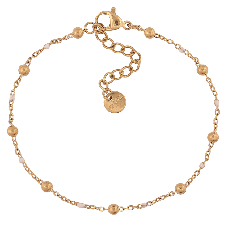 Браслет Xuping ТТМ Stainless Steel цвет 14К Цепочка с золотисто-белыми бусинами с доп.цеп 17.5-20.5см х 3мм фото №25 Браслет Xuping ТТМ Stainless Steel цвет 14К Цепочка с золотисто-белыми бусинами с доп.цеп 17.5-20.5см х 3мм фото №25