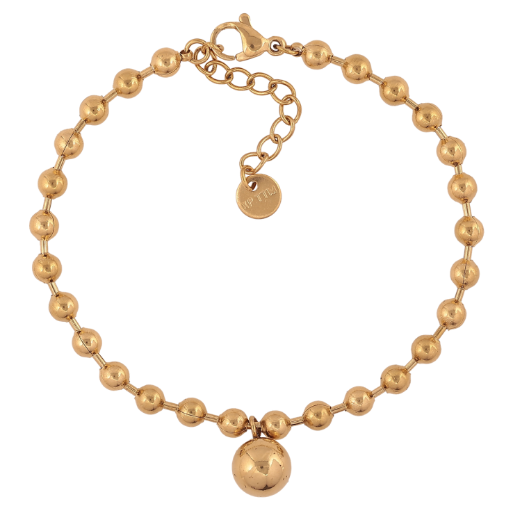 Браслет Xuping ТТМ Stainless Steel цвет 14К Золотистые бусины с доп.цеп 17-20см х 4мм фото №3 Браслет Xuping ТТМ Stainless Steel цвет 14К Золотистые бусины с доп.цеп 17-20см х 4мм фото №3