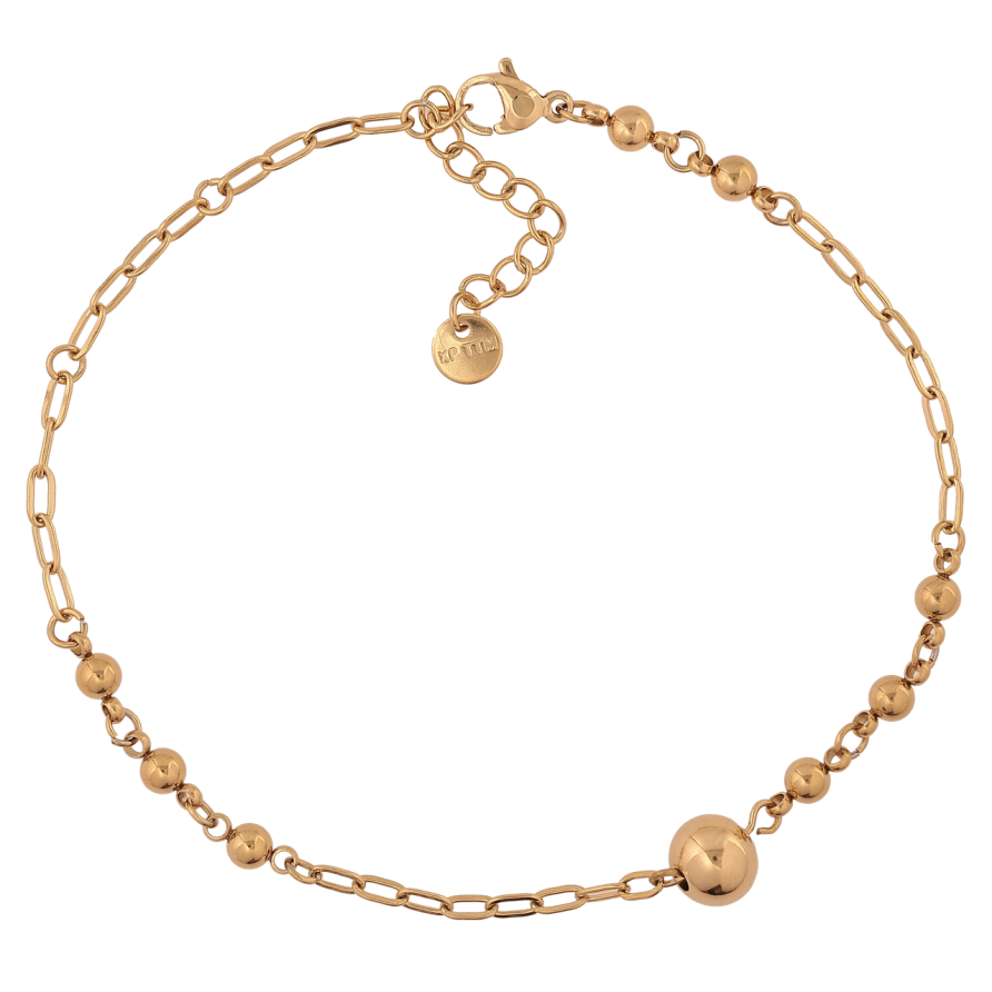 Браслет Xuping ТТМ Stainless Steel цвет 14К (на ногу) Цепочка с бусинами длинна 23-26см х 3-8мм фото №1 Браслет Xuping ТТМ Stainless Steel цвет 14К (на ногу) Цепочка с бусинами длинна 23-26см х 3-8мм фото №1