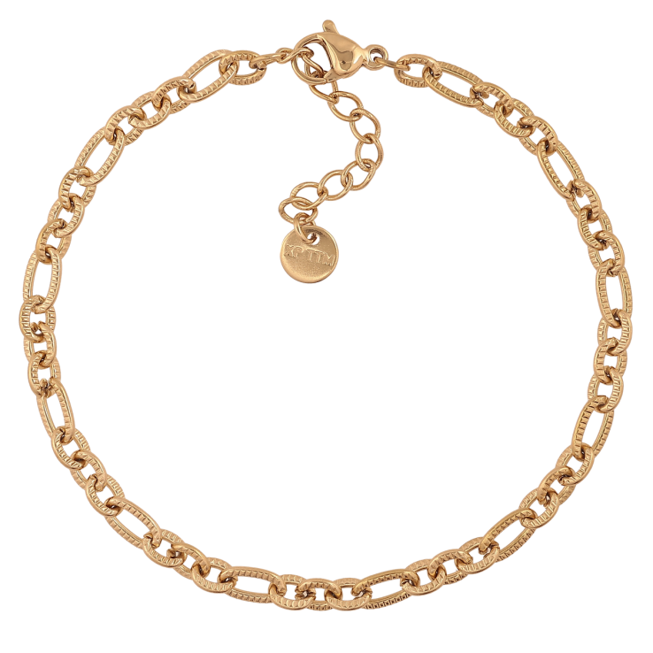 Браслет Xuping ТТМ Stainless Steel цвет 14К Цепочка Фигаро с узором с доп.цеп 18-21см х 4мм фото №5