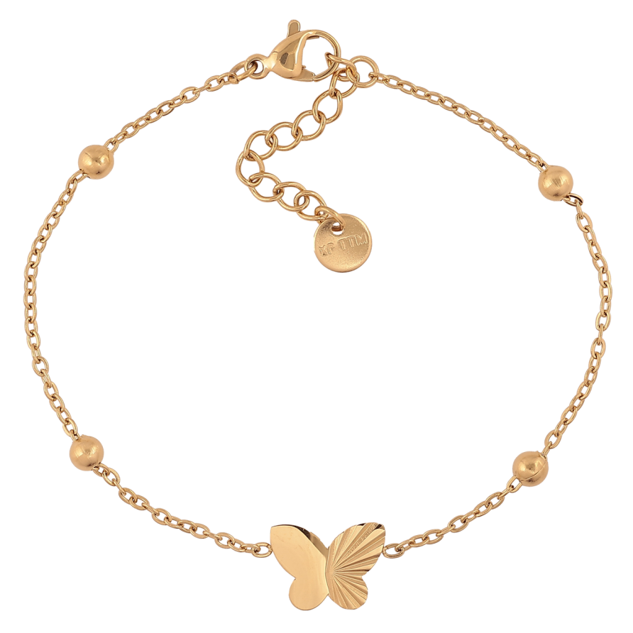 Браслет Xuping ТТМ Stainless Steel колір 14К «Ланцюжок з метеликом» з доп.ланцюгом 17.5-20.5см х 2-9мм фото №1