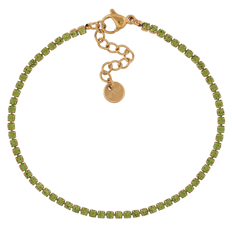 Браслет Xuping ТТМ Stainless Steel цвет 14К Дорожка зеленых кристаллов с доп.цеп 18-21см х 2мм фото №1 Браслет Xuping ТТМ Stainless Steel цвет 14К Дорожка зеленых кристаллов с доп.цеп 18-21см х 2мм фото №1