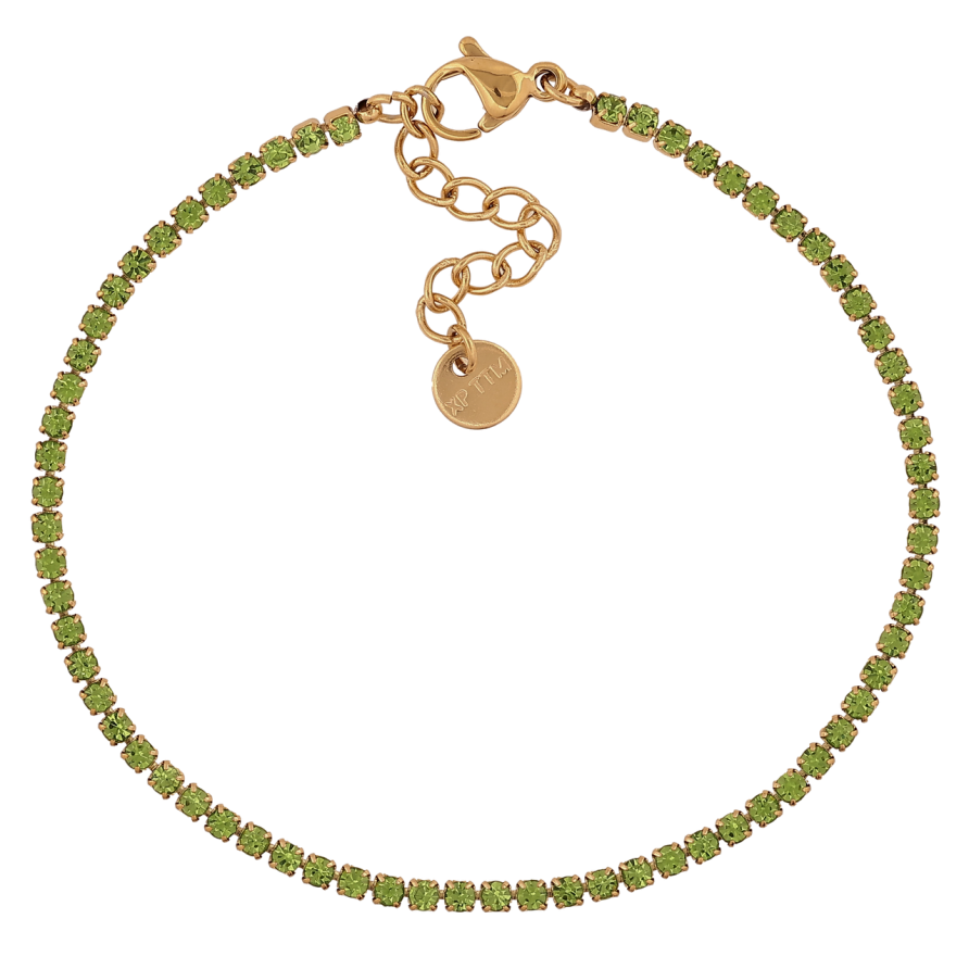 Браслет Xuping ТТМ Stainless Steel цвет 14К Дорожка зеленых кристаллов с доп.цеп 18-21см х 2мм фото №1 Браслет Xuping ТТМ Stainless Steel цвет 14К Дорожка зеленых кристаллов с доп.цеп 18-21см х 2мм фото №1