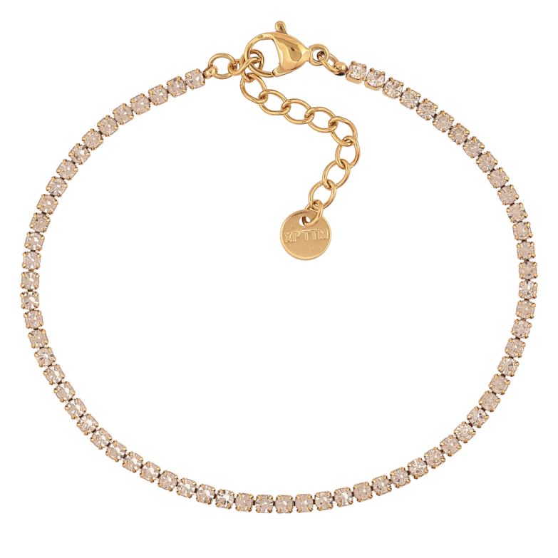 Браслет Xuping ТТМ Stainless Steel цвет 14К Дорожка кристаллов с доп.цеп 17.5-20.5см х 2мм фото №2