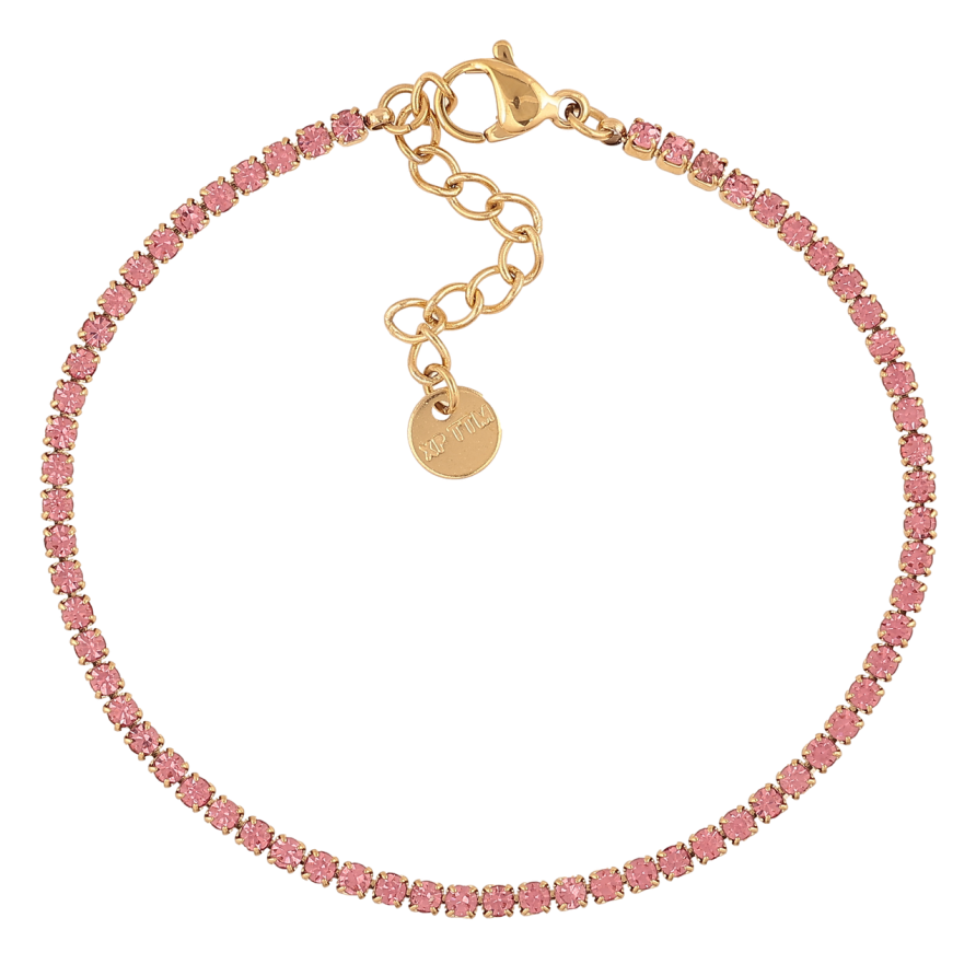Браслет Xuping ТТМ Stainless Steel цвет 14К Дорожка розовых кристаллов с доп.цеп 17-20см х 2мм фото №1