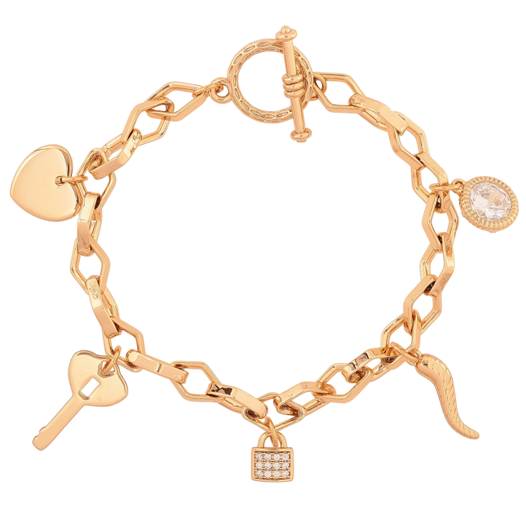 Браслет Xuping Позолота 18K «Ланцюжок з підвісками» розмір 18.5см х 6мм фото №2 Браслет Xuping Позолота 18K «Ланцюжок з підвісками» розмір 18.5см х 6мм фото №2