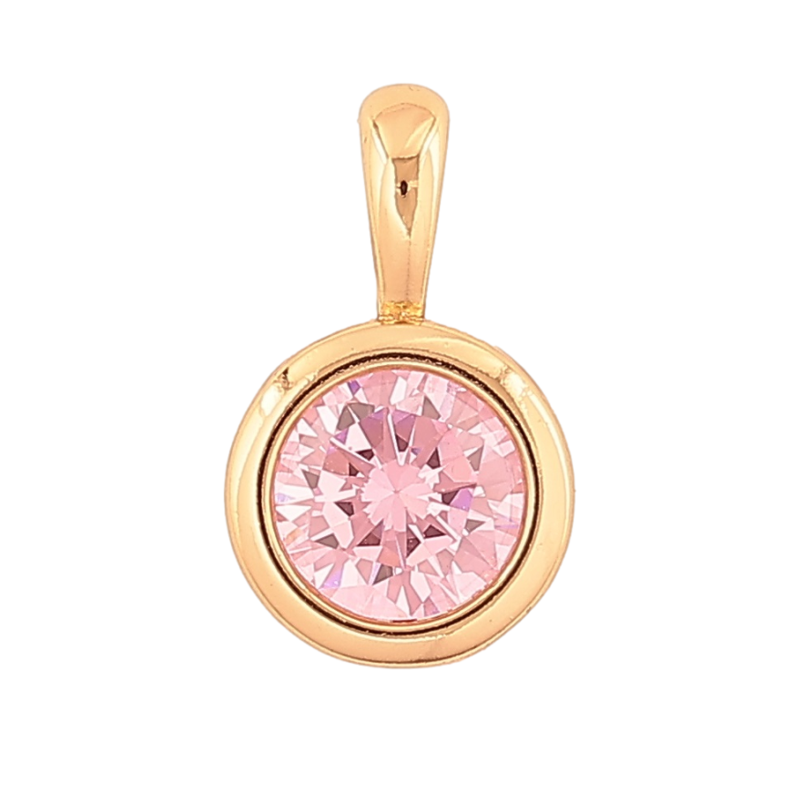 Кулон Xuping Позолота 18K Розовый кристалл в ободковой оправе, ø 11мм для цепочки до 4мм фото №1