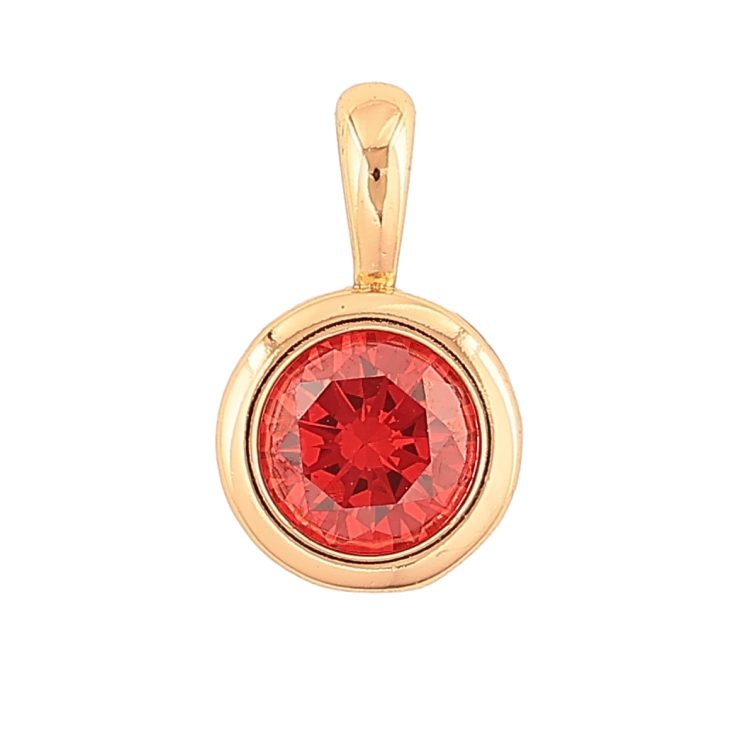 Кулон Xuping Позолота 18K Красный кристалл в ободковой оправе, ø 11мм для цепочки до 4мм фото №7