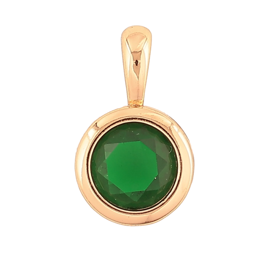 Кулон Xuping Позолота 18K Зеленый кристалл в ободковой оправе, ø 11мм для цепочки до 4мм фото №1 Кулон Xuping Позолота 18K Зеленый кристалл в ободковой оправе, ø 11мм для цепочки до 4мм фото №1