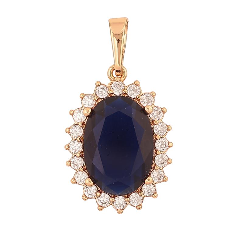 Кулон Xuping Позолота 18K «Синій кристал в обрамленні» для ланцюжка до 6мм фото №1