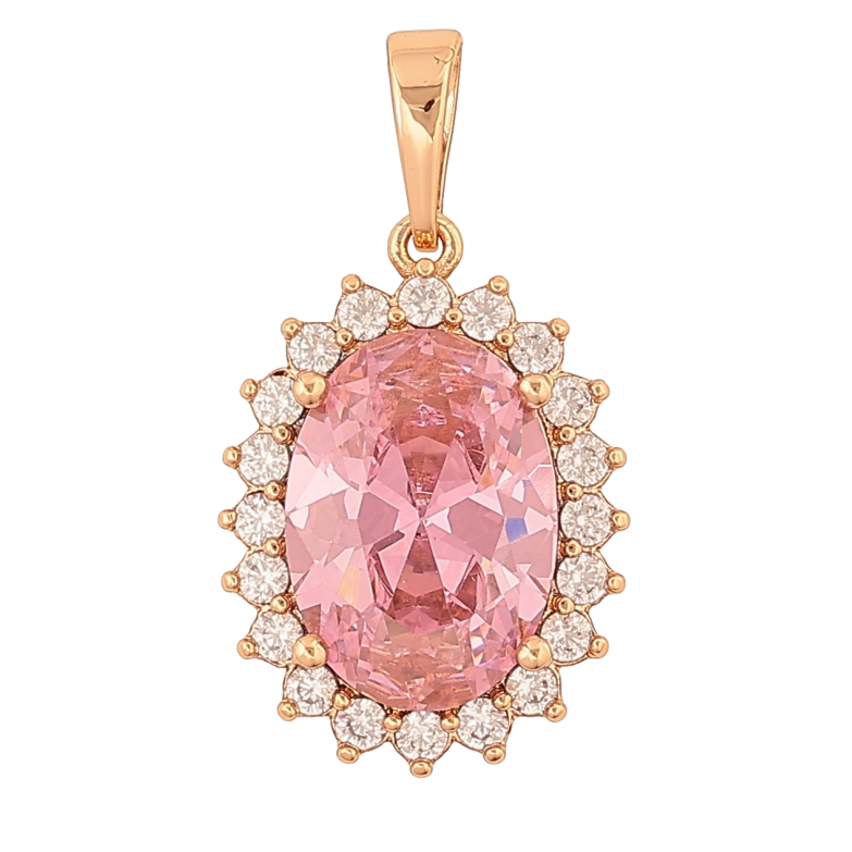 Кулон Xuping Позолота 18K Розовый кристалл в обрамлении для цепочки до 6мм фото №1 Кулон Xuping Позолота 18K Розовый кристалл в обрамлении для цепочки до 6мм фото №1